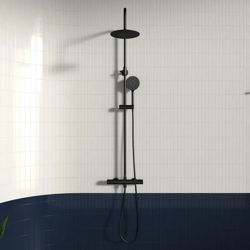 Petteril Black Round Shower Rail Kit