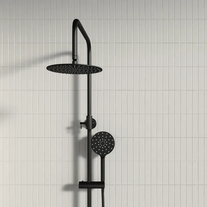 Petteril Black Round Shower Rail Kit