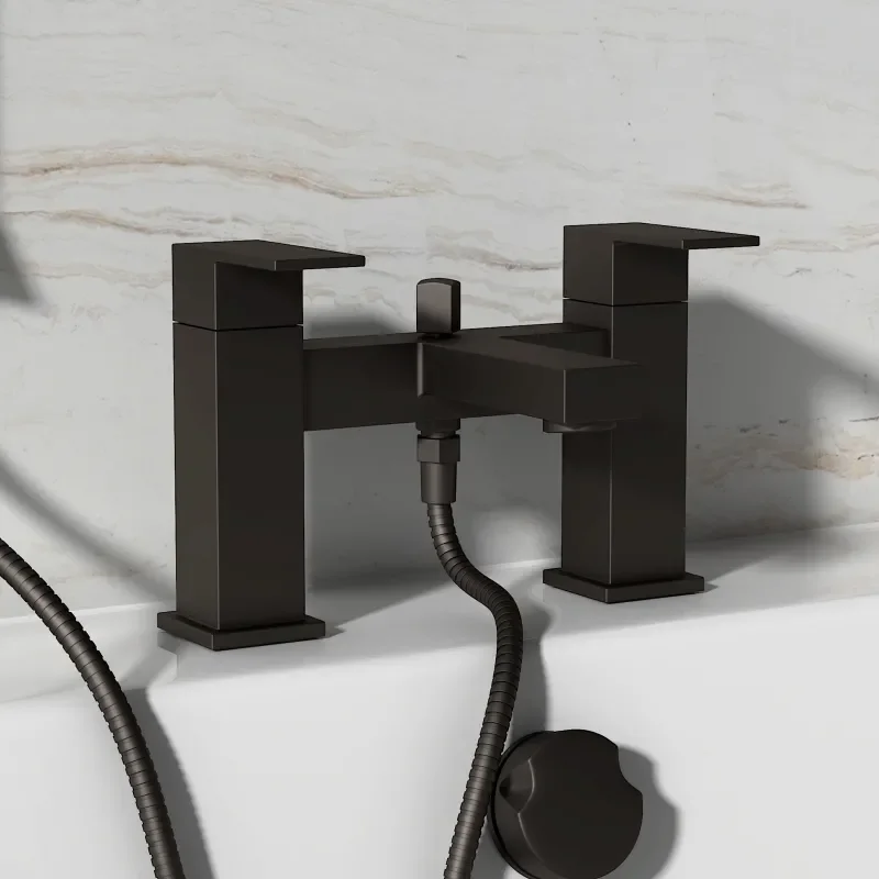 Glade Black Bath Shower Mixer Tap with Handset & Hose