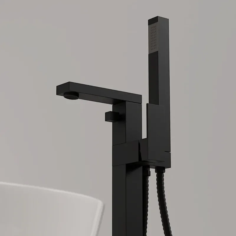 Glade Large Black Floorstanding Bath Shower Tap