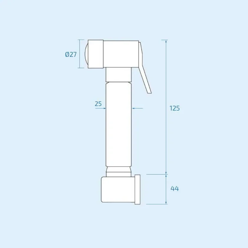 Line Drawing with Dimensions for Chrome Douche Kit Sprayer