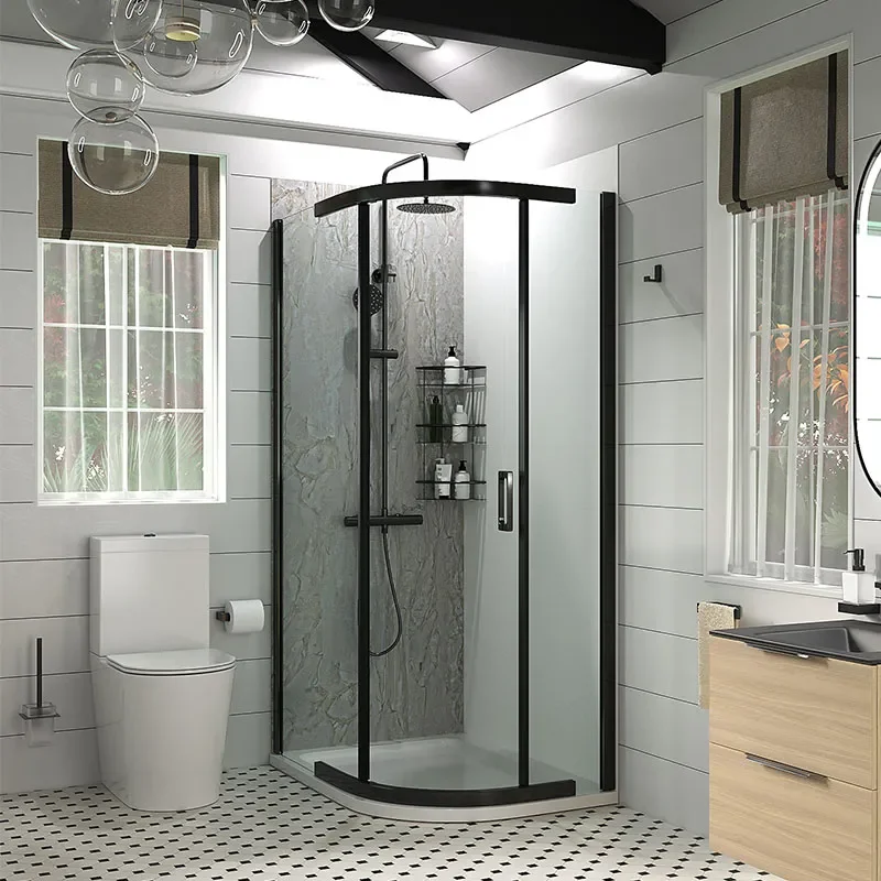 Odessa Black Offset Quadrant Shower Enclosure 1200 800