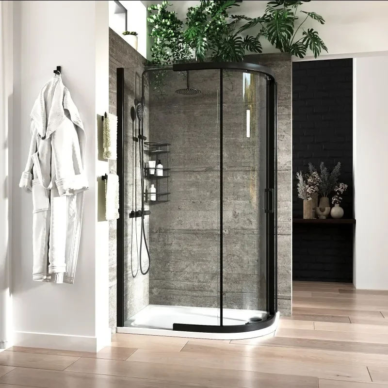 Odessa Black Offset Quadrant Shower Enclosure 1200 800