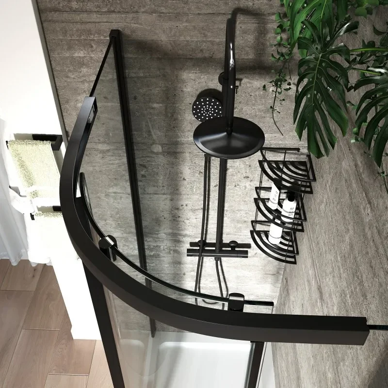 Odessa Black Offset Quadrant Shower Enclosure 1200 800