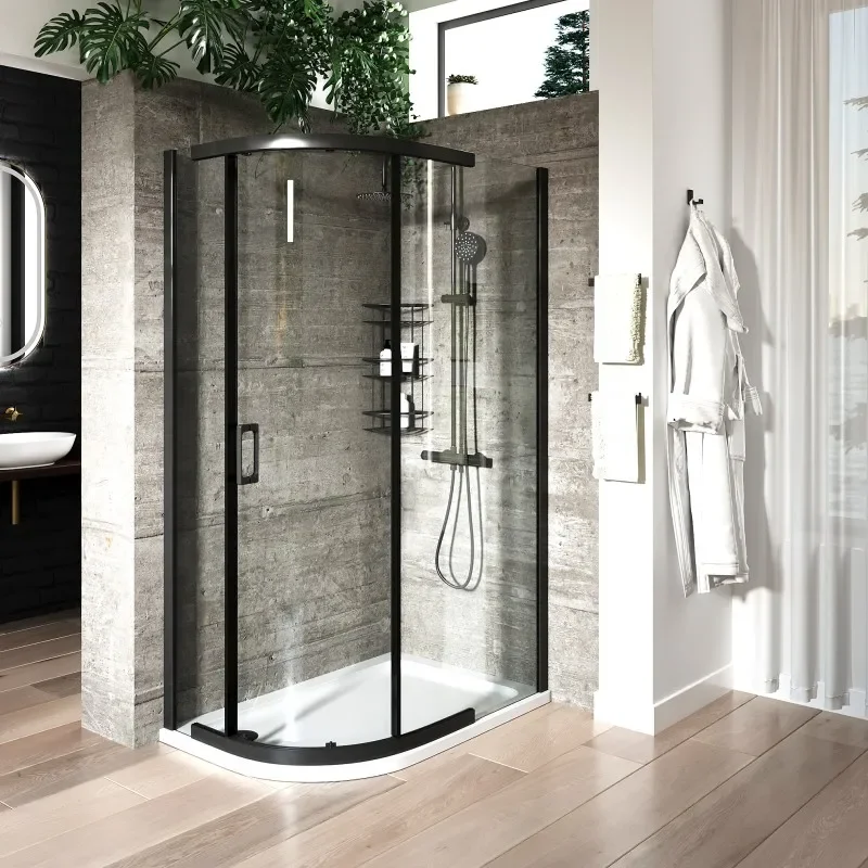 Odessa Black Offset Quadrant Shower Enclosure 1200 800