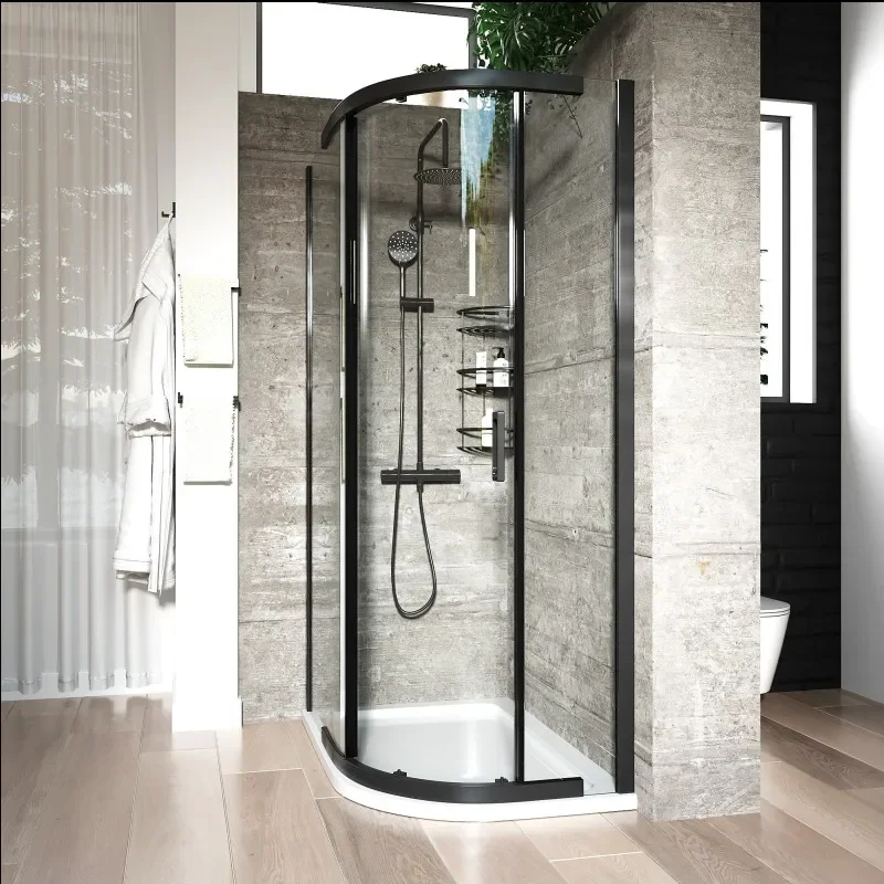 Odessa Black Offset Quadrant Shower Enclosure 1200 800