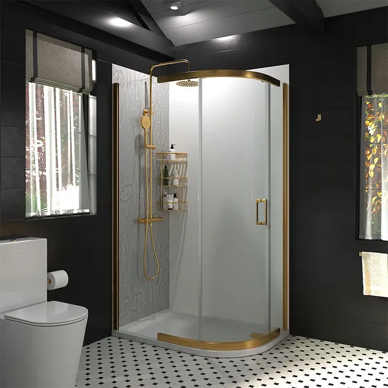 Odessa Gold Offset Quadrant Shower Enclosure 1200 800