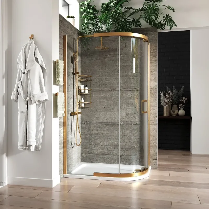 Odessa Gold Offset Quadrant Shower Enclosure 1200 800