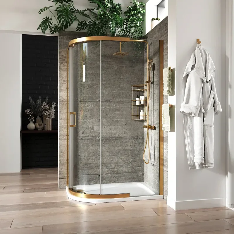 Odessa Gold Offset Quadrant Shower Enclosure 1200 900