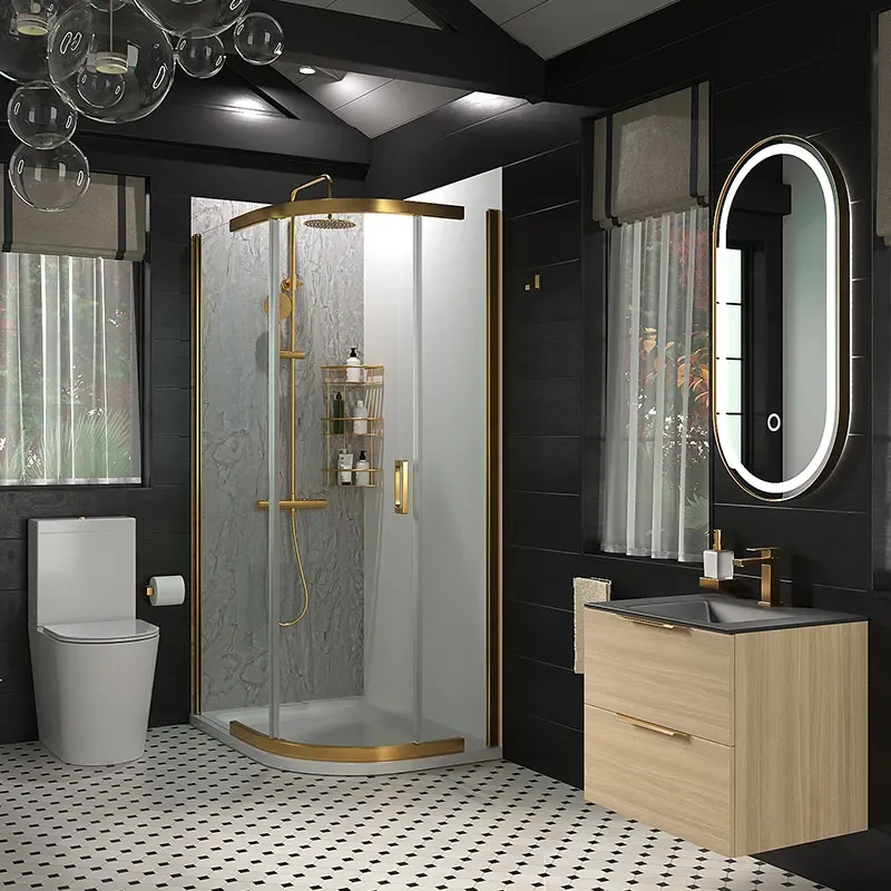 Odessa Gold Offset Quadrant Shower Enclosure 1200 900