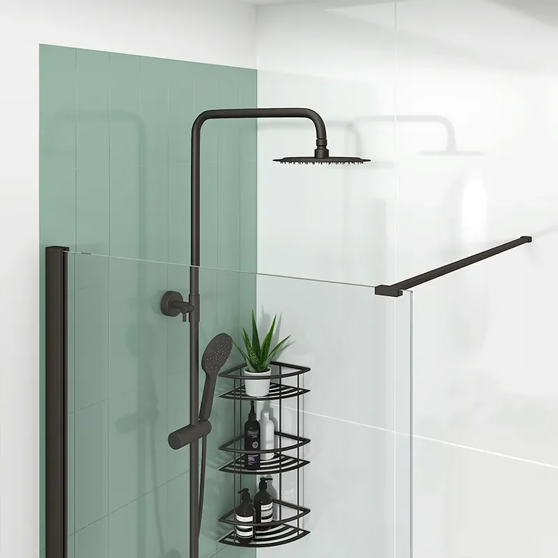 Product Image of Radiant Black 1300 frameless Shower Enclosure for Recess