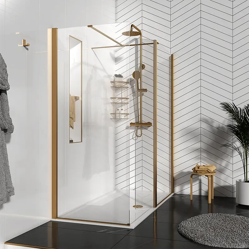 Radiant Gold 1800 Hinged Walkin Corner Shower Enclosure