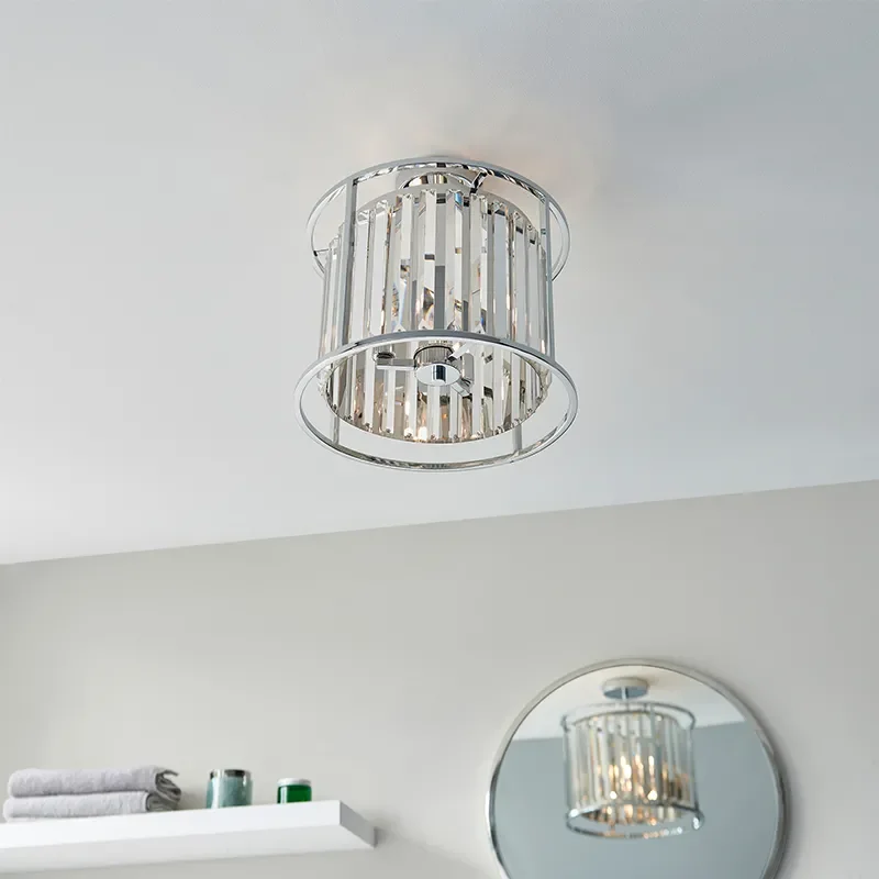 Multi arm glass Semi flush Light: 3 Bulb