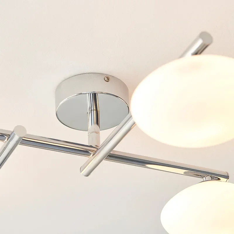 Multi arm glass Semi flush Light: 4 Bulb