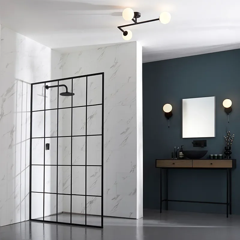 Multi arm glass Semi flush Light: 3 Bulb
