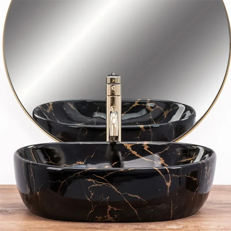 Image for REA Knox Black Marble Gloss Countertop Basin