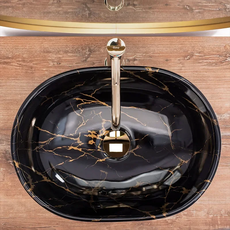 Image for REA Knox Black Marble Gloss Countertop Basin