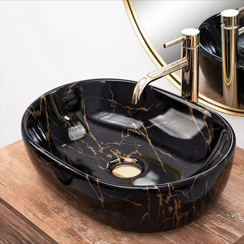Image for REA Knox Black Marble Gloss Countertop Basin