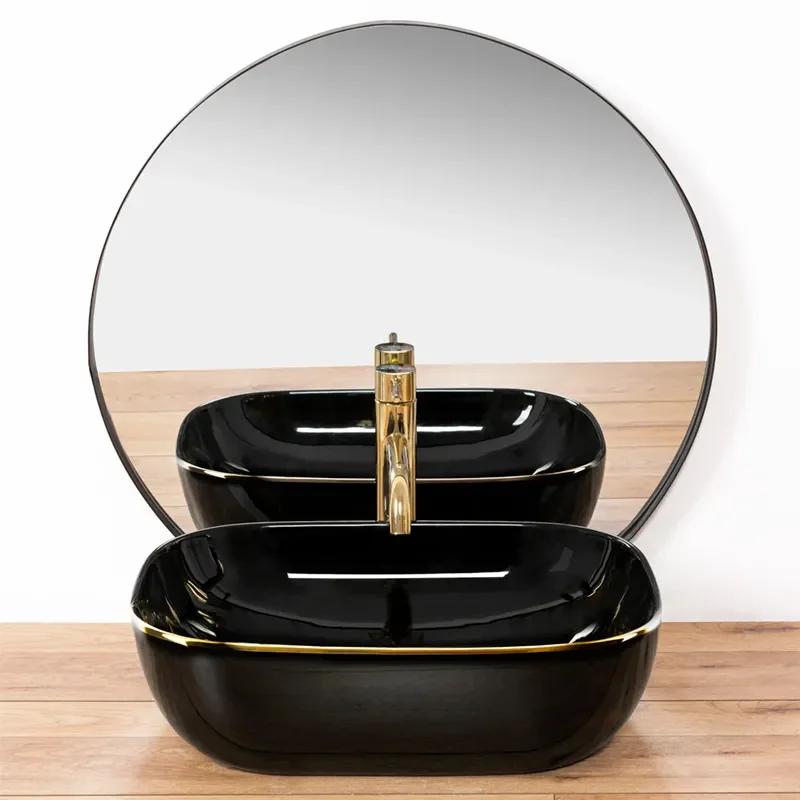 Image for REA Bodine Black Countertop Basin with Gold Edge