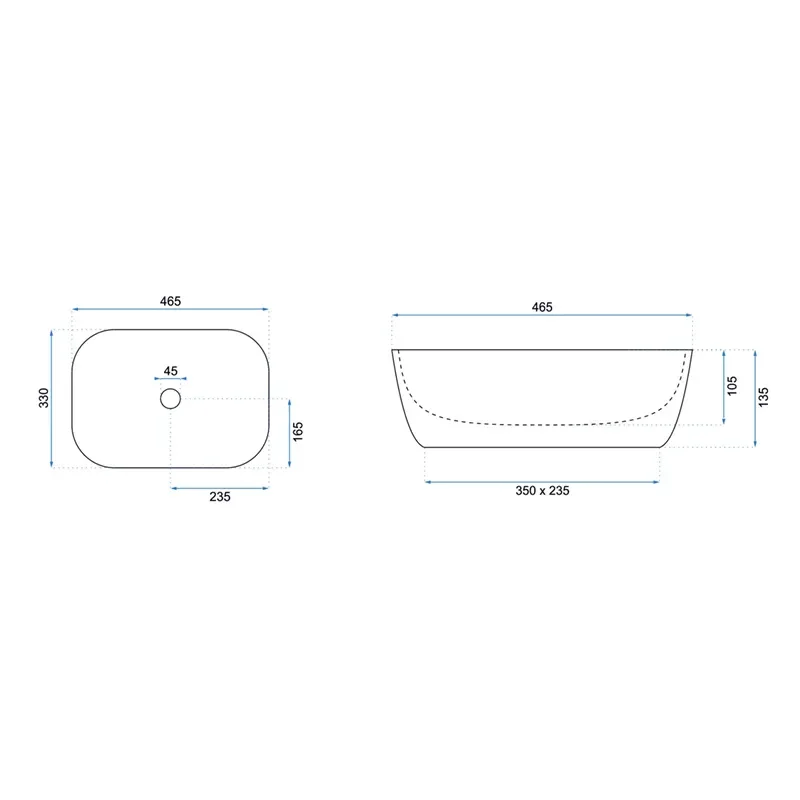 Image for REA Bodine Black Countertop Basin with Gold Edge