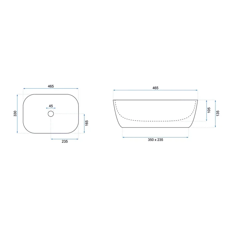 Image for REA Bodine White Countertop Basin with Gold Edge
