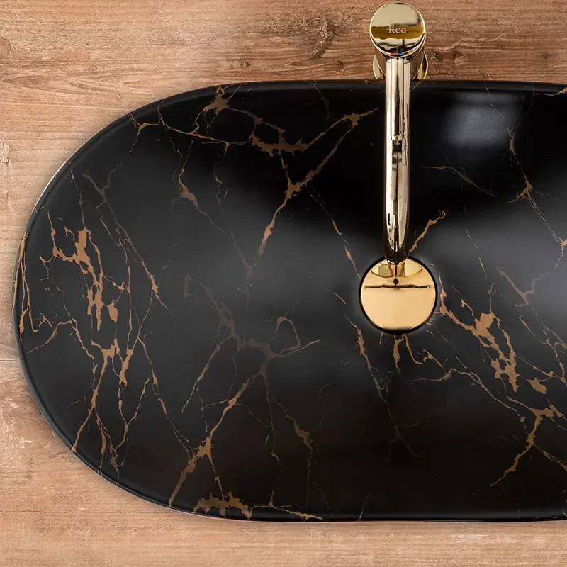 Image for REA Addison Matt Black Marble Countertop Basin