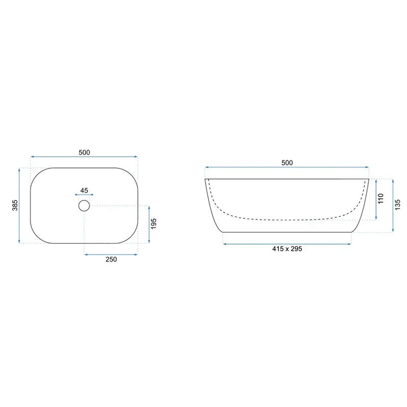 Image for REA Kelsey White Countertop Basin with Gold Edge