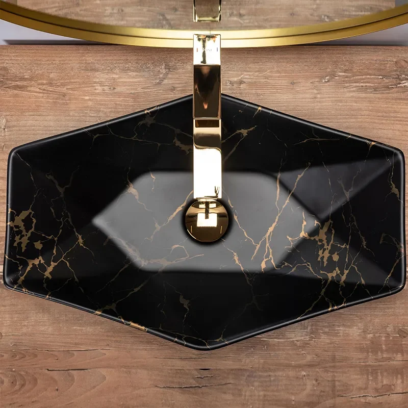 Image for REA Brett Matt Black Marble Countertop Basin