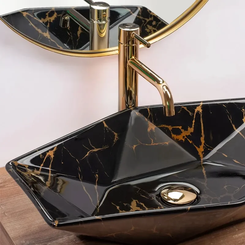 Brett Gloss Black Marble Countertop Basin