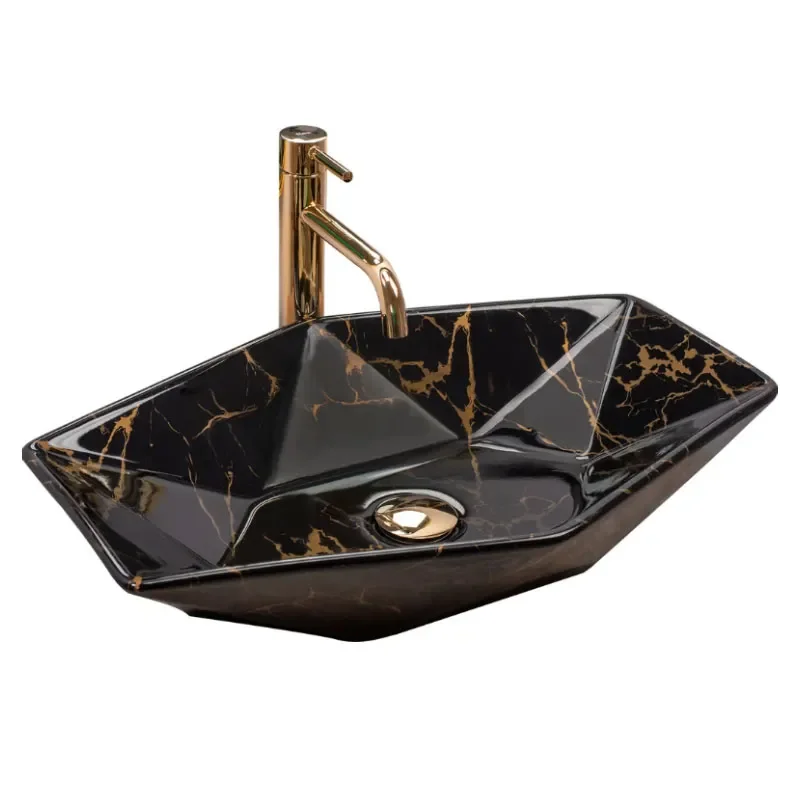 Brett Gloss Black Marble Countertop Sink