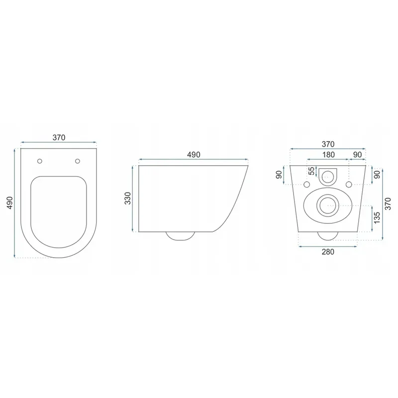 Kelsey Rimless White Wall Hung Toilet with Gold Edge
