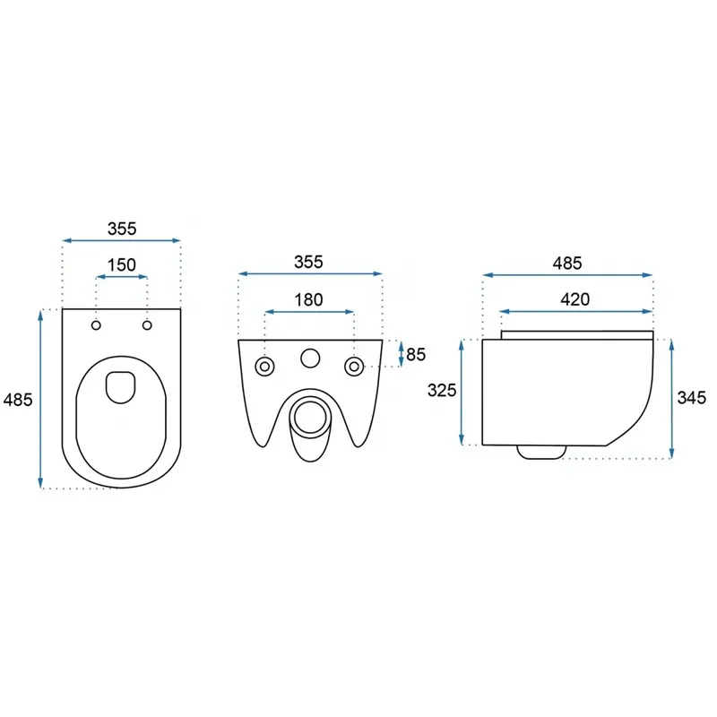 Knox Rimless Black Matt Wall Hung Toilet