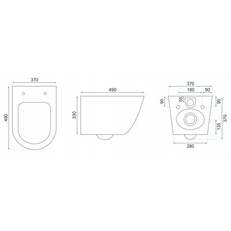 Bodine Rimless Black Wall Hung Toilet with Gold Edge