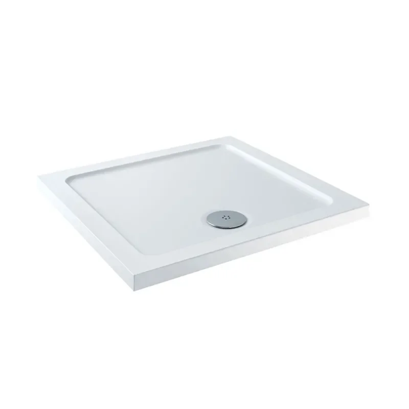 Stone Resin Square Tray 800 x 800 with Optional Chrome Waste
