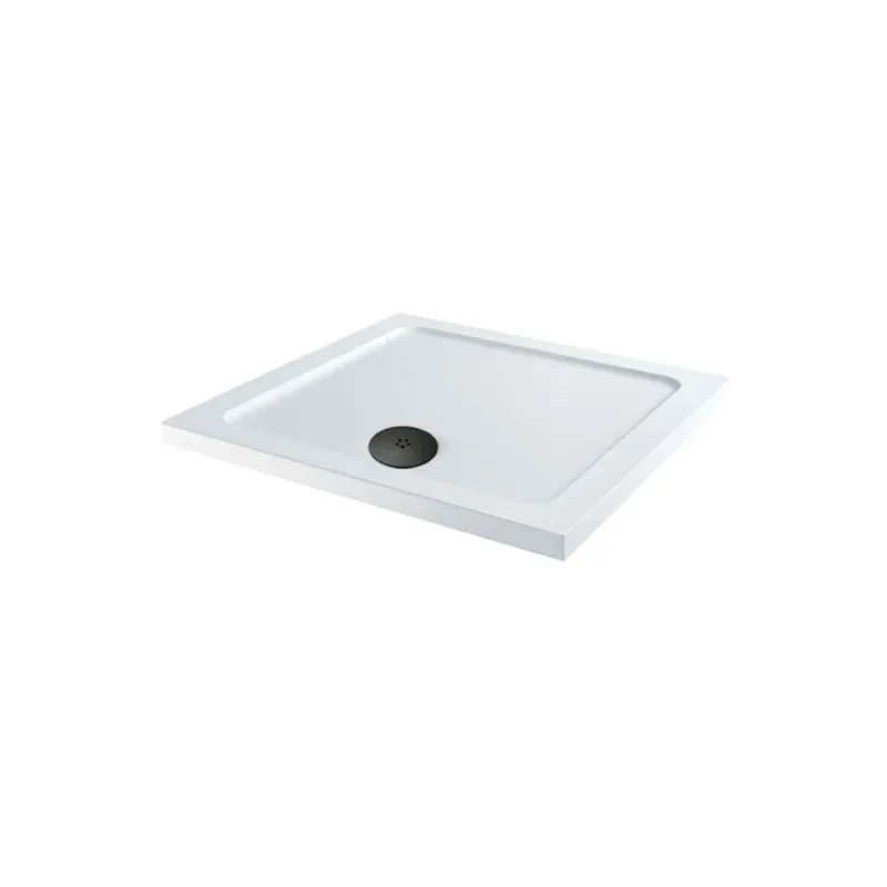 Stone Resin Square Tray 700 x 700 with Optional Black Waste