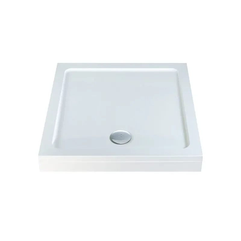 Stone Resin Square Easy Plumb Tray 700 x 700 with Optional Chrome Waste