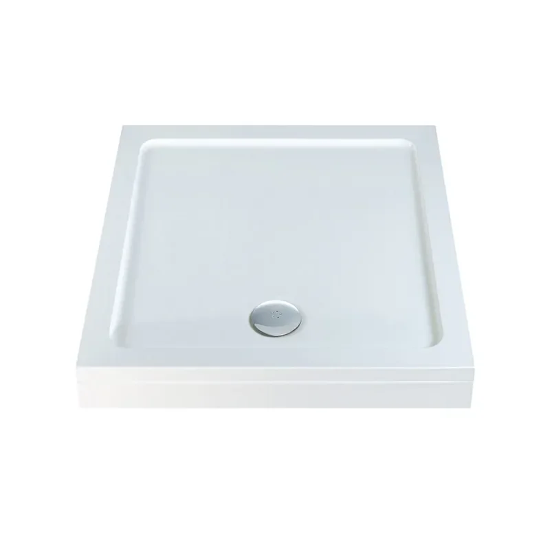 Stone Resin Square Easy Plumb Tray 760 with Optional Chrome Waste