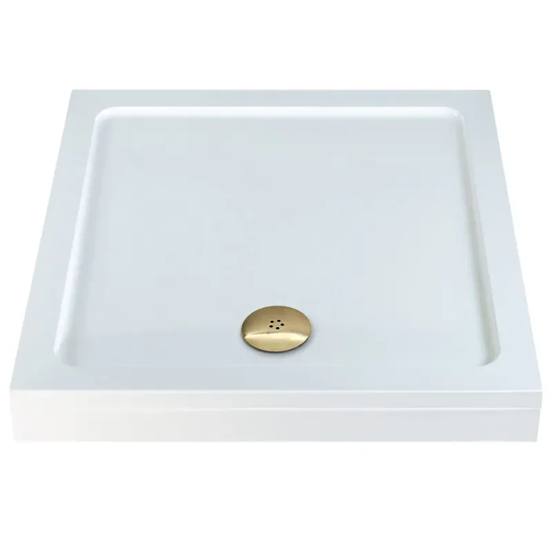 Stone Resin Square Easy Plumb Tray 900 x 900 with Optional Gold Waste