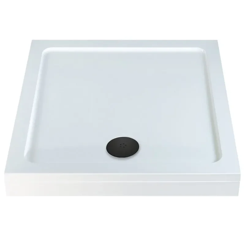 Stone Resin Square Easy Plumb Tray 900 x 900 with Optional Black Waste