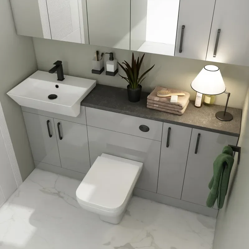 oliver black 1700 fitted furniture with mirror cabinets