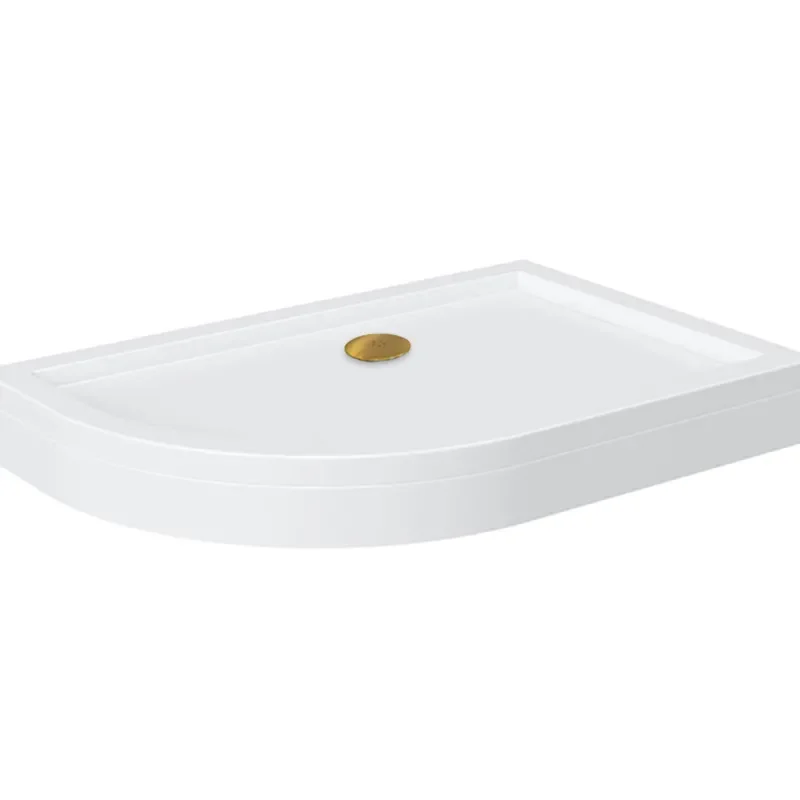 offset quadrant 1200 raised lefthand shower tray gold waste