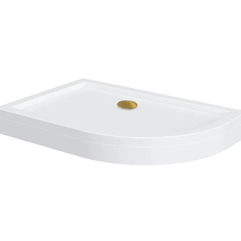 offset quadrant 1000 raised righthand shower tray gold waste
