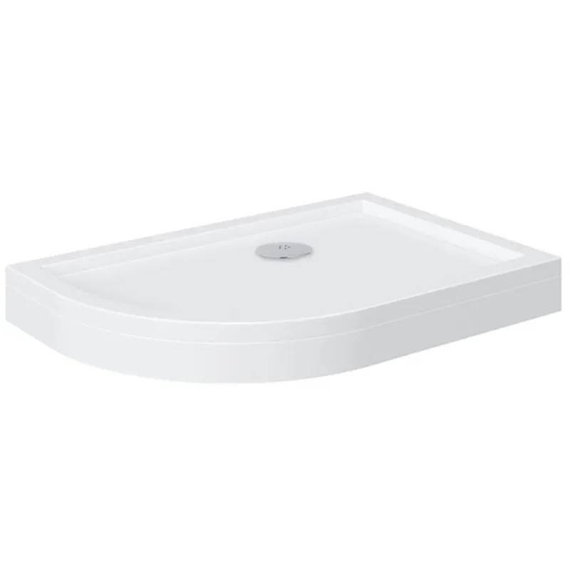 offset quadrant 1200 raised lefthand shower tray chrome waste