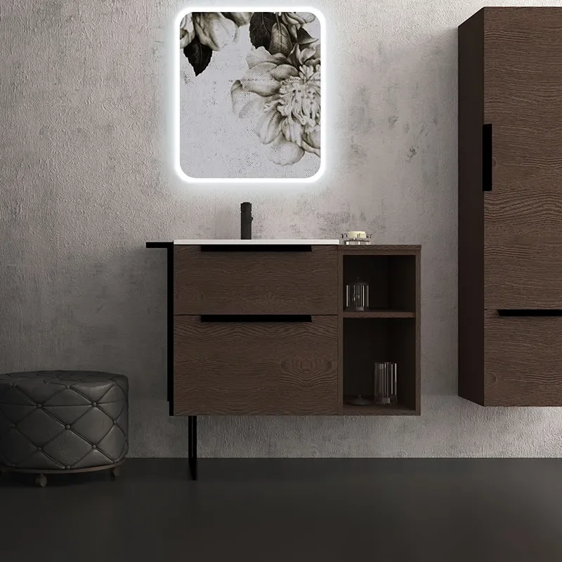 baden haus urban 900 dark ash vanity unit with side storage