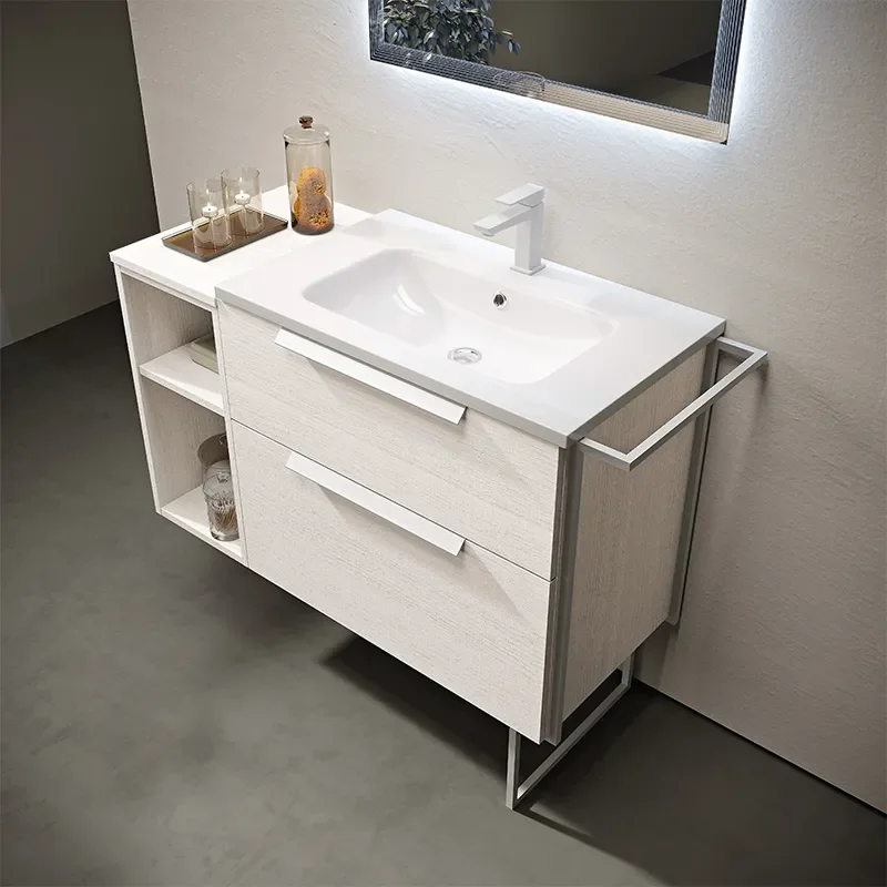 baden haus urban 900 brushed white vanity unit with side storage