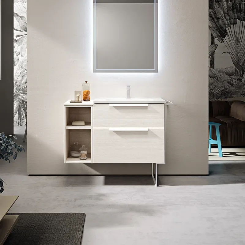 baden haus urban 900 brushed white vanity unit with side storage