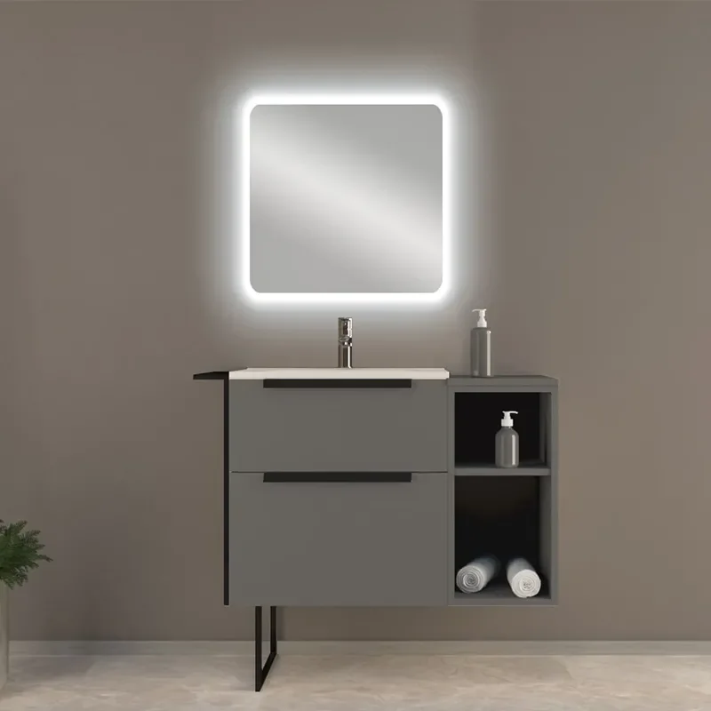 baden haus urban 900 matt grey vanity unit with side storage