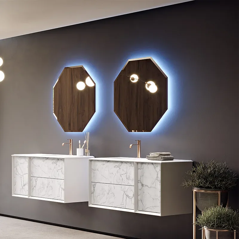 baden haus bellagio 1060 white stone vanity unit (left hand basin)