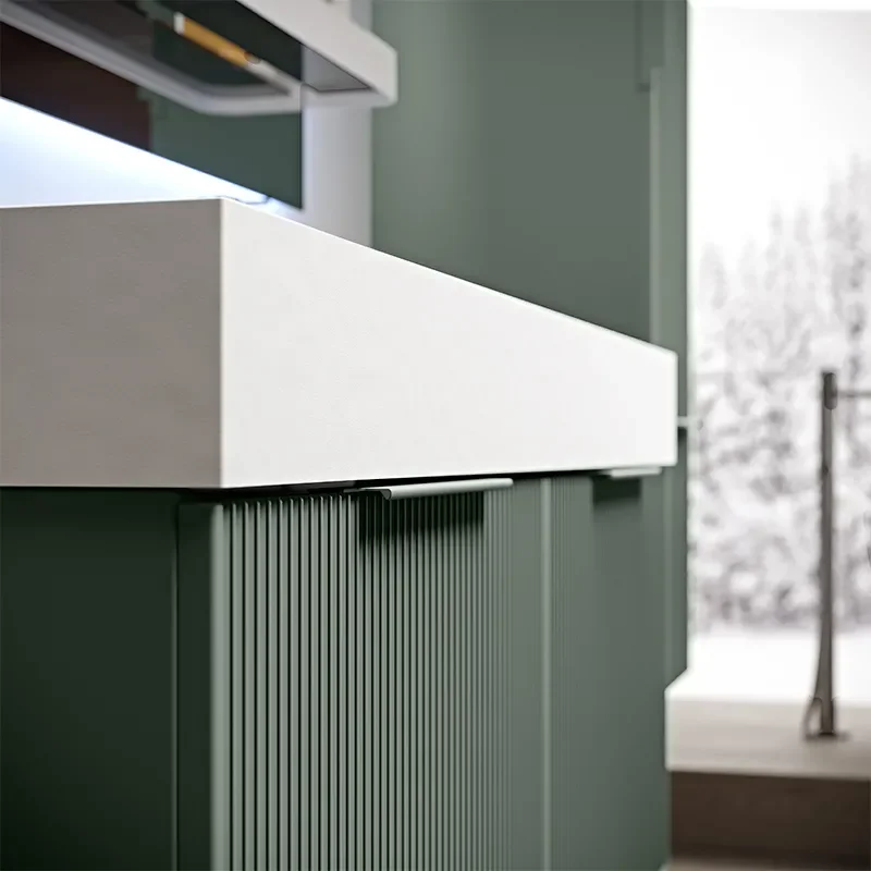 baden haus premium 1200 matt green vanity unit plisse