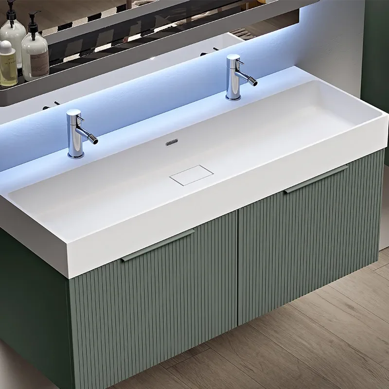 baden haus premium 1200 matt green vanity unit plisse